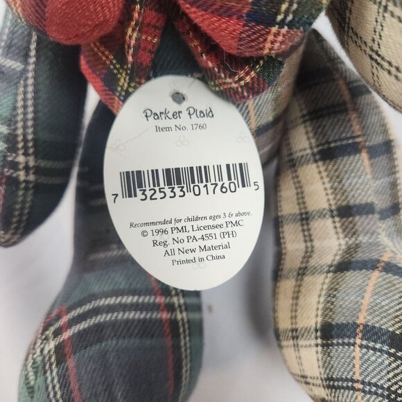1996 Precious Moments Parker Plaid Jointed Patchwork Teddy Bear 1760 NWT - Picture 6 of 6
